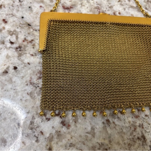Vintage Whiting & Davis Gold Mesh Black Enamel Evening Handbag - Picture 2 of 4